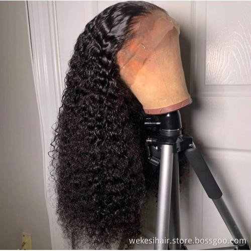 Wholesale 100% Brazilian Human Hair HD Transparent Swiss Full Lace Wig,Curly Cuticle Aligned Lace Front Wig,360 Lace Frontal Wig